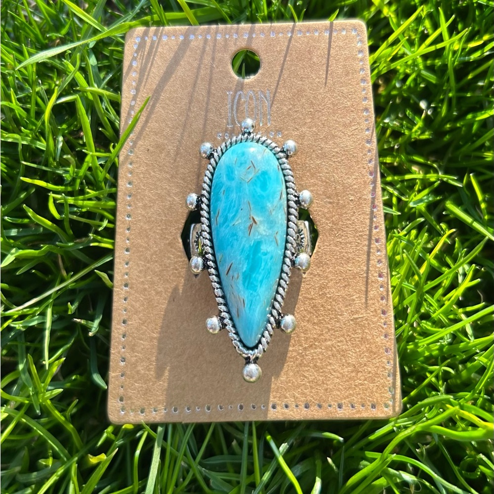 Western Turquoise Silver Women's Stretch Ring OSFA New with tags
